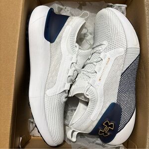 Under Armour Notre Dame White and Navy Men's Shoes
